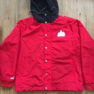 Red “Hit the trees” Jiberish jacket